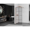Mexen Kioto Duschwand Walk-in 70 x 200 cm, schwarzes Gitter 8 mm, Roségold - 800-070-101-60-77