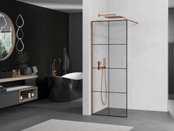 Mexen Kioto Duschwand Walk-in 70 x 200 cm, schwarzes Gitter 8 mm, Roségold - 800-070-101-60-77