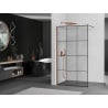 Mexen Kioto Duschwand Walk-in 110 x 200 cm, schwarzes Gitter 8 mm, Roségold - 800-110-101-60-77