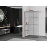 Mexen Kioto Duschwand Walk-in 120 x 200 cm, schwarzes Gitter 8 mm, Roségold - 800-120-101-60-77