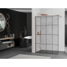Mexen Kioto Walk-in-Duschwand 130 x 200 cm, schwarzes Gitter 8 mm, roségold - 800-130-101-60-77