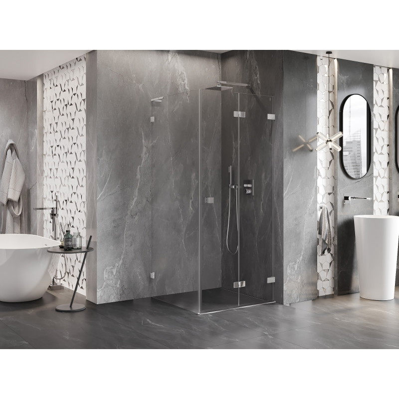 Mexen Lunar-F L Klappduschkabine rechts 100 x 100 cm, transparent, Chrom - 836L-100-100-01-00-P