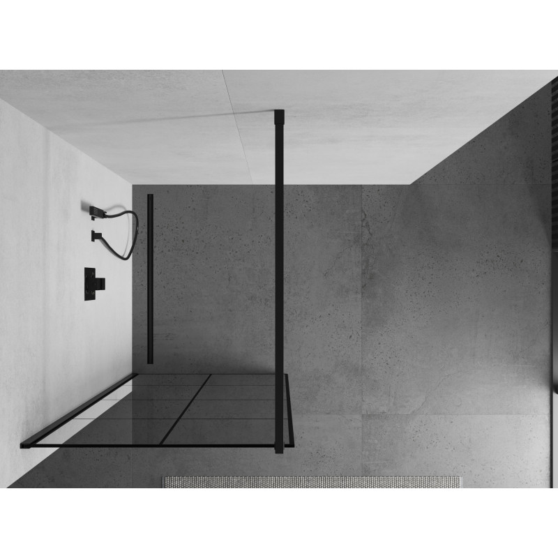 Mexen Kioto Duschwand Walk-in 80 x 200 cm, schwarzes Gitter 8 mm, schwarz - 800-080-101-70-77