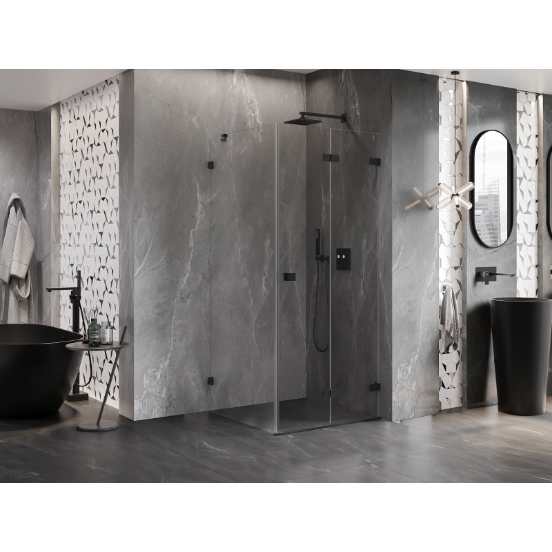 Mexen Lunar-F faltbare Duschkabine rechts 90 x 90 cm, transparent, schwarz - 836-090-090-70-00-P