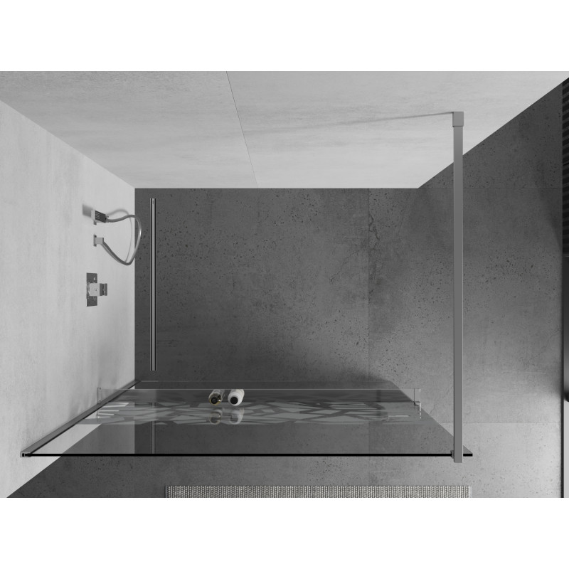 Mexen Kioto+ Duschwand mit Regal Walk-in 70 x 200 cm, weißes Muster, Chrom - 800-070-121-01-85
