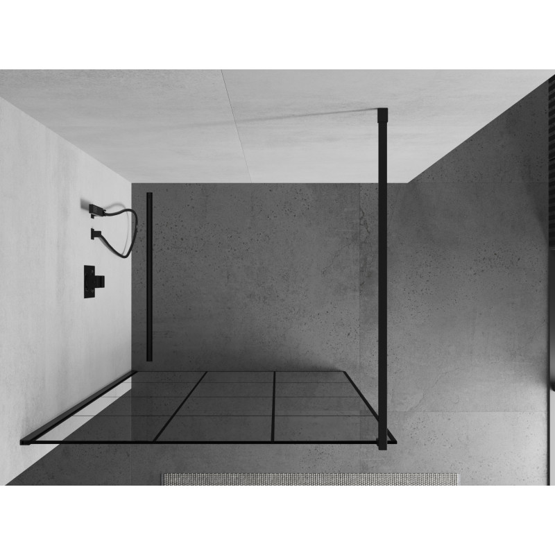Mexen Kioto Duschwand Walk-in 110 x 200 cm, schwarzes Gitter 8 mm, schwarz - 800-110-101-70-77