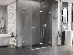 Mexen Lunar-F L klappbare Duschkabine rechts 90 x 80 cm, transparent, weiß - 836L-090-080-20-00-P