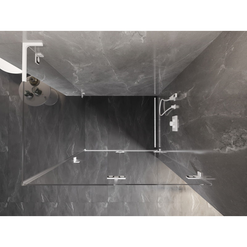 Mexen Lunar-F L Klappduschkabine rechts 95 x 80 cm, transparent, weiß - 836L-095-080-20-00-P