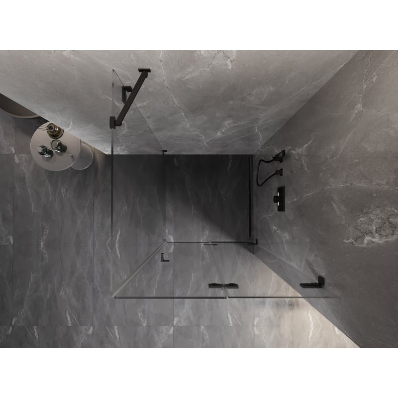 Mexen Lunar-F Duschkabine klappbar rechts 100 x 100 cm, transparent, schwarz - 836-100-100-70-00-P
