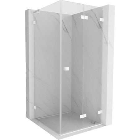 Mexen Lunar-F L klappbare Duschkabine rechts 90 x 90 cm, transparent, weiß - 836L-090-090-20-00-P