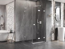 Mexen Lunar-F L faltbare Duschkabine rechts 100 x 100 cm, transparent, weiß - 836L-100-100-20-00-P
