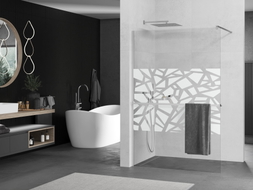 Mexen Kioto+ Duschwand mit Ablage Walk-in 80 x 200 cm, weißes Muster, Chrom - 800-080-121-01-85