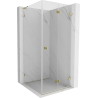Mexen Lunar-F L klappbare Duschkabine rechts 80 x 80 cm, transparent, gold - 836L-080-080-50-00-P