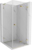 Mexen Lunar-F L klappbare Duschkabine rechts 80 x 80 cm, transparent, gold - 836L-080-080-50-00-P
