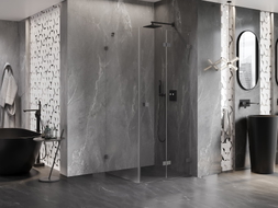 Mexen Lunar-F faltbare Duschkabine rechts 100 x 100 cm, transparent, Gun Metal - 836-100-100-95-00-P