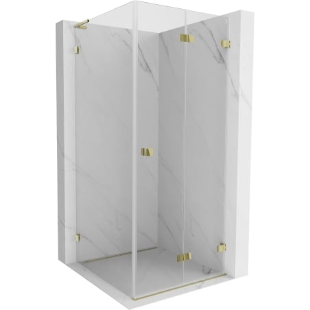 Mexen Lunar-F L faltbare Duschkabine rechts 90 x 90 cm, transparent, gold - 836L-090-090-50-00-P