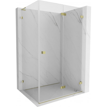 Mexen Lunar-F L faltbare Duschkabine rechts 100 x 90 cm, transparent, gold - 836L-100-090-50-00-P