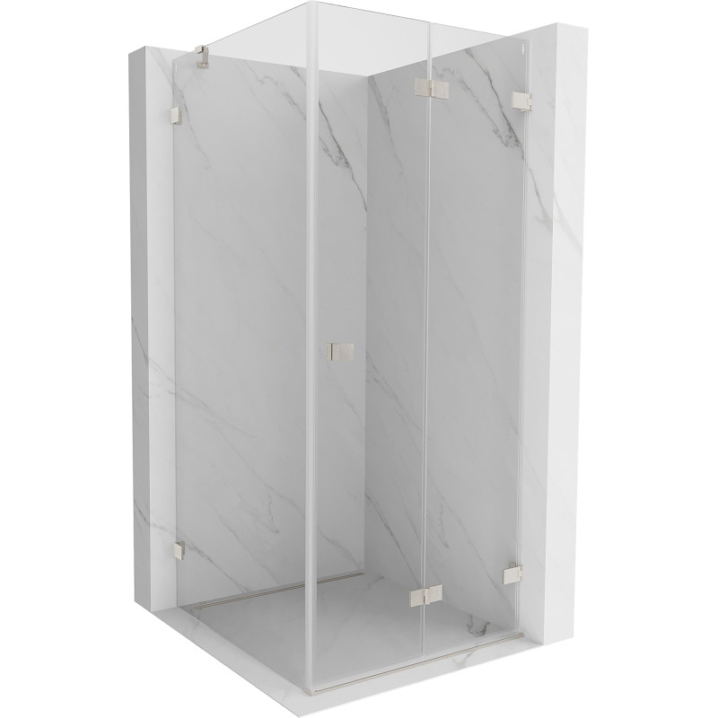 Mexen Lunar-F Duschkabine faltbare rechte Seite 90 x 90 cm, transparent, gebürsteter Nickel - 836-090-090-97-00-P