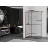 Mexen Kioto Duschwand Walk-in 90 x 200 cm, schwarzes Muster 8 mm, Roségold - 800-090-101-60-78