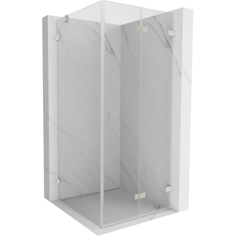Mexen Lunar-F faltbare Duschkabine rechts 100 x 100 cm, transparent, gebürsteter Nickel - 836-100-100-97-00-P