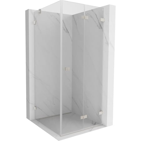 Mexen Lunar-F faltbare Duschkabine rechts 100 x 100 cm, transparent, gebürsteter Nickel - 836-100-100-97-00-P