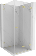 Mexen Lunar-F L Duschkabine klappbar rechts 80 x 80 cm, transparent, gold gebürstet - 836L-080-080-55-00-P
