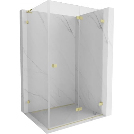 Mexen Lunar-F L Duschkabine faltbar rechts 85 x 80 cm, transparent, gebürstetes Gold - 836L-085-080-55-00-P
