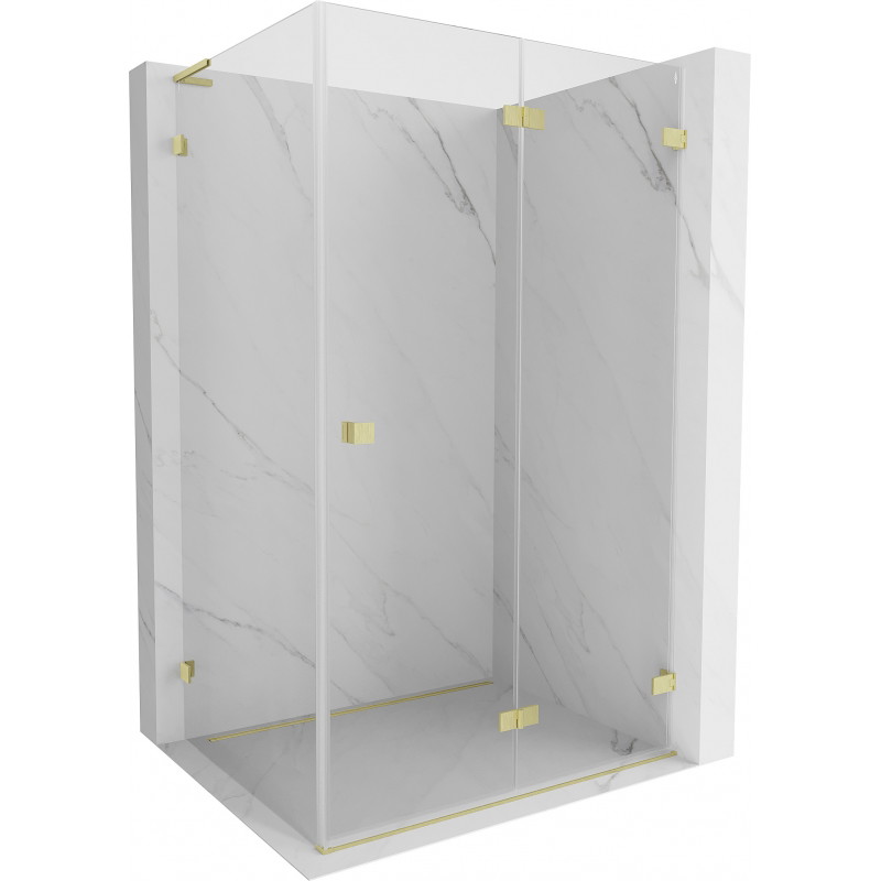 Mexen Lunar-F L klappbare Duschkabine rechts 90 x 80 cm, transparent, gebürstetes Gold - 836L-090-080-55-00-P