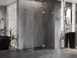 Mexen Lunar-F L faltbare Duschkabine rechts 100 x 90 cm, transparent, gebürstetes Gold - 836L-100-090-55-00-P
