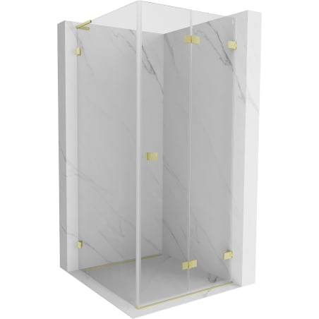 Mexen Lunar-F L faltbare Duschkabine rechts 100 x 100 cm, transparent, gebürstetes Gold - 836L-100-100-55-00-P