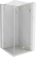 Mexen Lunar-F L faltbare Duschkabine rechts 100 x 100 cm, transparent, gebürstetes Gold - 836L-100-100-55-00-P