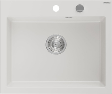 Mexen Elix Granitspüle 1-Becken 600 x 500 mm, weiß, Siphon Chrom - 6525601005-20
