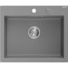 Mexen Elix Granitspüle 1-Becken 600 x 500 mm, grau, Chrom Siphon - 6525601005-71