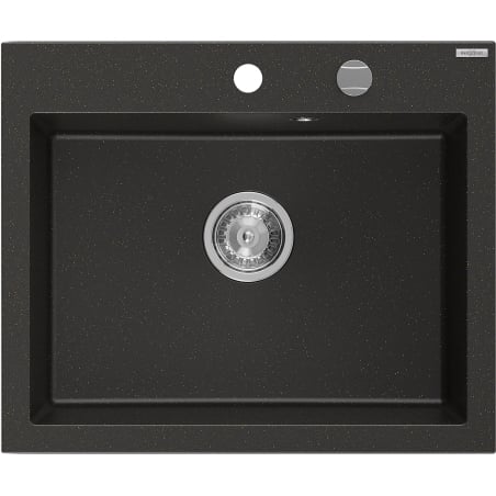 Mexen Elix Granitspüle 1-Becken 600 x 500 mm, Schwarz/Gold Metallic, Chrom Siphon - 6525601005-75