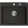 Mexen Elix Granitspüle 1-Becken 600 x 500 mm, Schwarz/Gold Metallic, Chrom Siphon - 6525601005-75