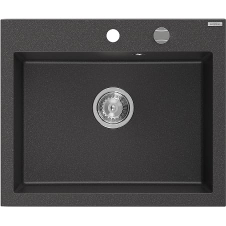 Mexen Elix Granitspüle 1-Becken 600 x 500 mm, schwarz gesprenkelt, Syphon Chrom - 6525601005-76