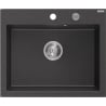 Mexen Elix Granitspüle 1-Becken 600 x 500 mm, schwarz gesprenkelt, Syphon Chrom - 6525601005-76