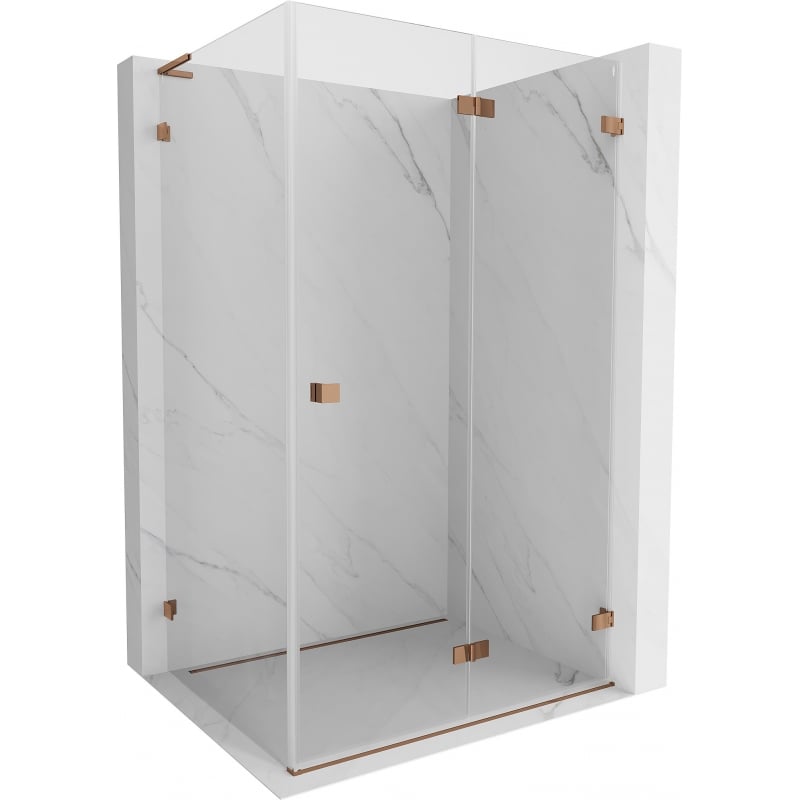 Mexen Lunar-F L faltbare Duschkabine rechts 95 x 80 cm, transparent, Roségold - 836L-095-080-60-00-P