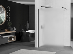 Mexen Kioto Duschwand Walk-in 130 x 200 cm, Frost 8 mm, Schwarz - 800-130-101-70-30