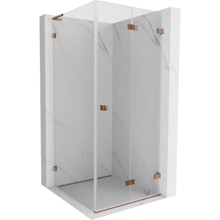 Mexen Lunar-F L klappbare Duschkabine rechts 100 x 100 cm, transparent, Roségold - 836L-100-100-60-00-P
