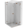 Mexen Lunar-F L klappbare Duschkabine rechts 100 x 100 cm, transparent, Roségold - 836L-100-100-60-00-P