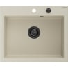 Mexen Elix Granitspüle 1-Becken 600 x 500 mm, beige, schwarzer Siphon- 6525601005-69-B