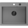 Mexen Elix Granitspüle 1-Becken 600 x 500 mm, grau, schwarzer Siphon - 6525601005-71-B