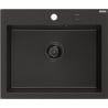 Mexen Elix Granitspüle 1-Becken 600 x 500 mm, Schwarz/Gold Metallic, Schwarzer Siphon - 6525601005-75-B