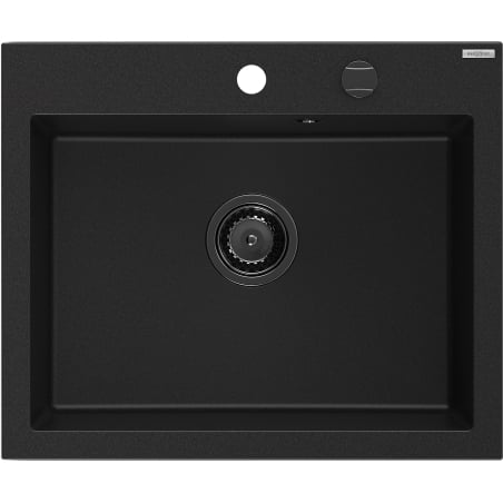 Mexen Elix Granitspüle 1-Becken 600 x 500 mm, schwarz, Siphon schwarz - 6525601005-77-B