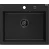 Mexen Elix Granitspüle 1-Becken 600 x 500 mm, schwarz, Siphon schwarz - 6525601005-77-B