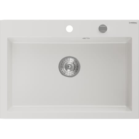 Mexen Elix Granitspüle 1-Becken 700 x 500 mm, weiß, Siphon chrom - 6526701005-20