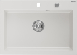 Mexen Elix Granitspüle 1-Becken 700 x 500 mm, weiß, Siphon chrom - 6526701005-20