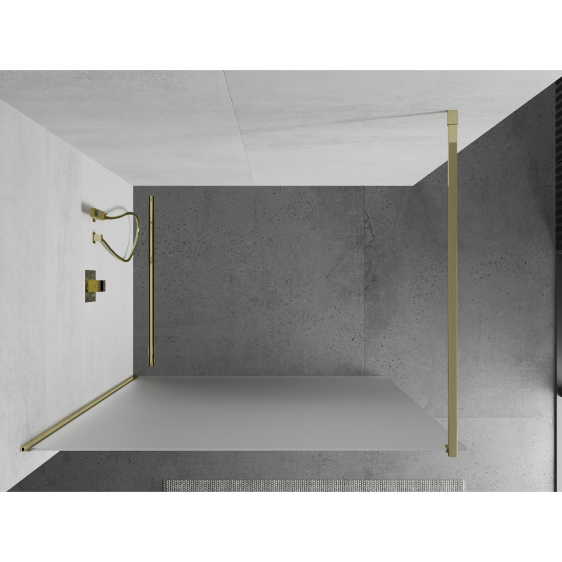 Mexen Kioto Duschwand Walk-in 140 x 200 cm, Frost 8 mm, Gold - 800-140-101-50-30
