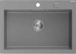 Mexen Elix Granitspüle 1-beckig 700 x 500 mm, grau, Siphon Chrom - 6526701005-71